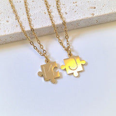 You & Me Puzzle Initial Necklace