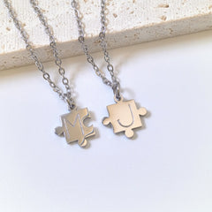 You & Me Puzzle Initial Necklace