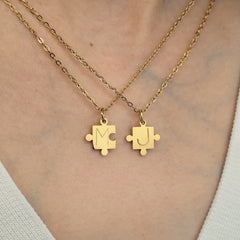 You & Me Puzzle Initial Necklace